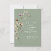 Sage Green Boho Wildflower Vrijgezellenfeest Scrip Kaart (Voorkant)