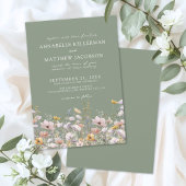 Sage Green Boho Wildflower Wedding Kaart