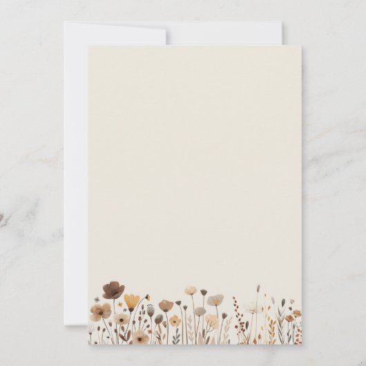 Sage Green Boho Wildflowers Huwelijksuitnodiging Kaart (Achterkant)