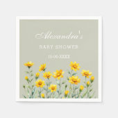 Sage Green Boho Yellow Wildflower Baby shower Servet (Voorkant)
