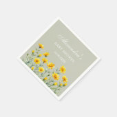 Sage Green Boho Yellow Wildflower Baby shower Servet (Hoek)