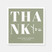 Sage Green Bold Minimalist Bedankt bruiloft Servet (Voorkant)