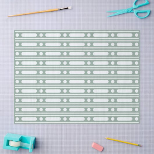 Sage Green Bone Inlay Dots Border Decoupage Paper Tissuepapier (Craft)