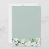 Sage Green Bord Blue White Floral Engagement Party Kaart (Achterkant)