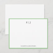 Sage Green Border Couple Monogram Initialen Notitiekaartje (Voorkant / Achterkant)
