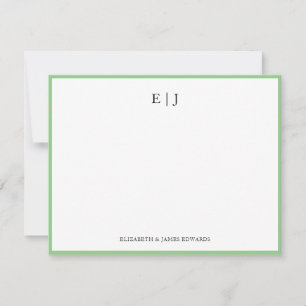 Sage Green Border Couple Monogram Initialen Notitiekaartje