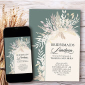 Sage Green Botanical Arch Bridesmaids Luncheon Kaart