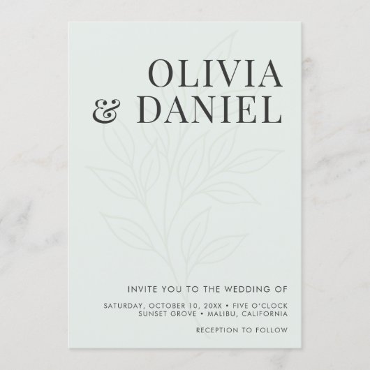 Sage Green Botanical Boho Photo QR Code Wedding Kaart (Voorkant)