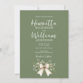 Sage Green Botanical Bow All-in-One Wedding Invita Kaart (Voorkant)
