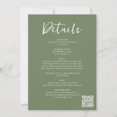 Sage Green Botanical Bow All-in-One Wedding Invita Kaart (Achterkant)