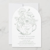  Sage Green Botanical Bridal Tea Shower Kaart (Voorkant)
