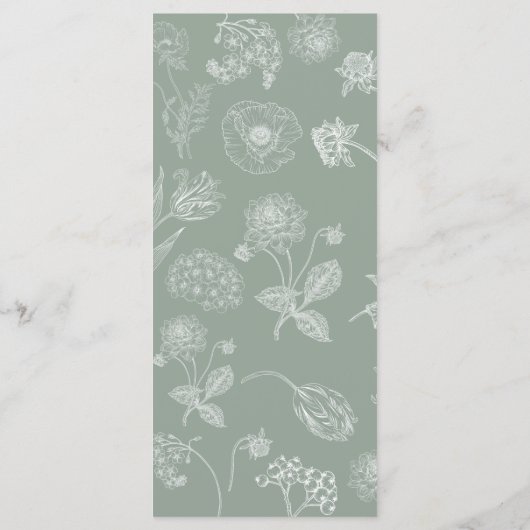 Sage Green Botanical Bridal Tea Shower Menu (Achterkant)
