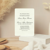 Sage Green Botanical Classic Formal Script Wedding Kaart