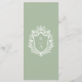 Sage Green Botanical Crest Monogram Wedding Menu (Achterkant)