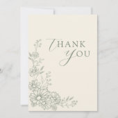 Sage Green Botanical Daisy Garden Wedding Bedankkaart (Voorkant)