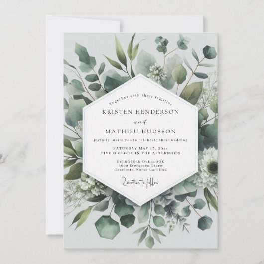 Sage Green Botanical Elegance Wedding Kaart (Voorkant)