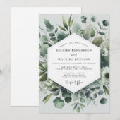 Sage Green Botanical Elegance Wedding Kaart (Voorkant / Achterkant)