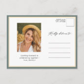 Sage Green Botanical Elegant Script Vrijgezellenfe Uitnodiging Briefkaart (Achterkant)