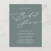 Sage Green Botanical Elegant Script Vrijgezellenfe Uitnodiging Briefkaart (Voorkant)