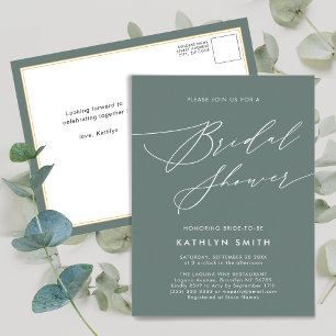 Sage Green Botanical Elegant Script Vrijgezellenfe Uitnodiging Briefkaart