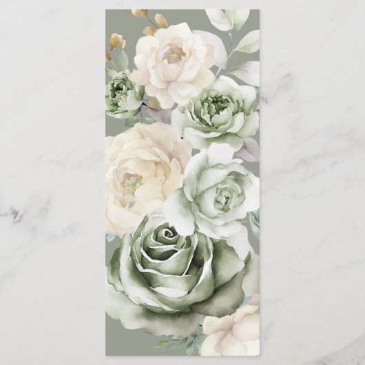 Sage Green Botanical Elegant Wedding Flat Menu (Achterkant)