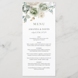 Sage Green Botanical Elegant Wedding Flat Menu