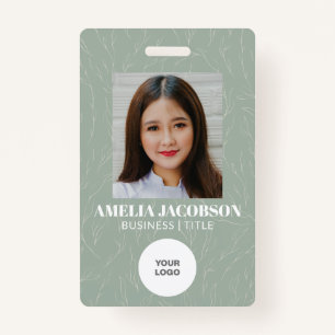 Sage Green Botanical Employee Photo ID Logo Badge