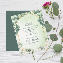Sage Green Botanical Eucalyptus Wedding Details Informatiekaartje