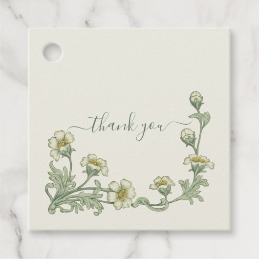 Sage Green Botanical Floral Wedding Thank You Bedankjes Labels (Voorkant)
