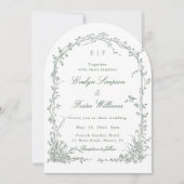 Sage Green Botanical Garden Romantic Wedding Arch Kaart (Voorkant)