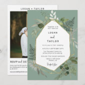 Sage Green Botanical Greenery Gold Lijst QR-code Kaart (Voorkant / Achterkant)