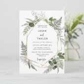 Sage Green Botanical Greenery Gold Lijst QR-code Kaart (Staand voorkant)