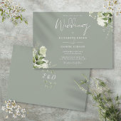 Sage Green Botanical Greenery Monogram Wedding Kaart