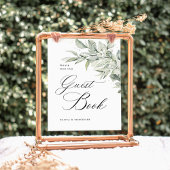 Sage Green Botanical Guest Book Wedding Table Reclamebord Met Voetstuk