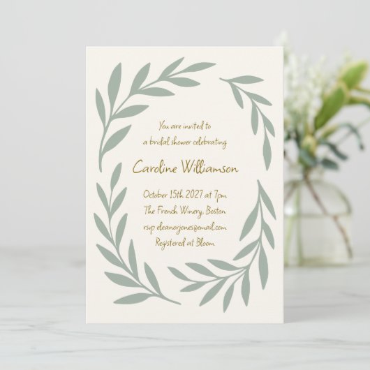 Sage Green Botanical Handgeschreven Vrijgezellenfe Kaart (Staand voorkant)