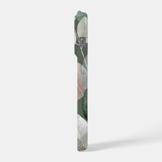 Sage Green Botanical Leaf – Boho Neutral iPhone Hoesje (Linkerkant)