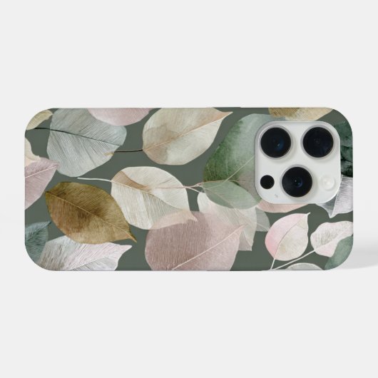 Sage Green Botanical Leaf – Boho Neutral iPhone Hoesje (Achterkant horizontaal)