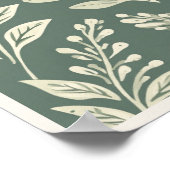 Sage Green Botanical Leaf Pattern Wall Art Poster (Hoek)