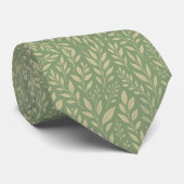 Sage Green Botanical Leaf  Stropdas (Opgerold)