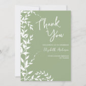 Sage Green Botanical Leaves Vrijgezellenfeest Bedankkaart (Voorkant)