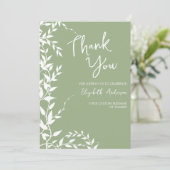 Sage Green Botanical Leaves Vrijgezellenfeest Bedankkaart (Staand voorkant)