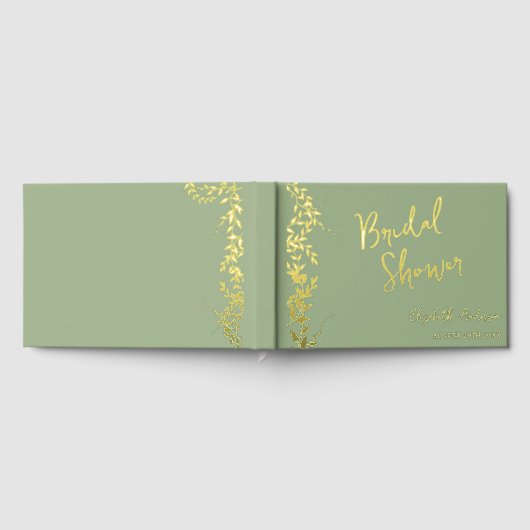 Sage Green Botanical Leaves Vrijgezellenfeest Gastenboek (Volledig)