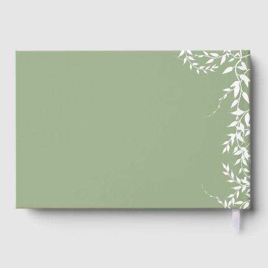 Sage Green Botanical Leaves Vrijgezellenfeest Gastenboek (Achterkant)