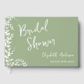 Sage Green Botanical Leaves Vrijgezellenfeest Gastenboek (Voorkant)