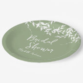 Sage Green Botanical Leaves Vrijgezellenfeest Papieren Bordje (Gekanteld)