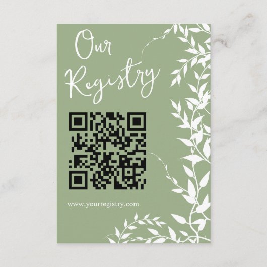 Sage Green Botanical Leaves Vrijgezellenfeest Regi Informatiekaartje (Voorkant)