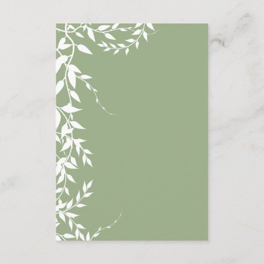 Sage Green Botanical Leaves Vrijgezellenfeest Regi Informatiekaartje (Achterkant)