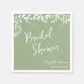 Sage Green Botanical Leaves Vrijgezellenfeest Servet (Voorkant)