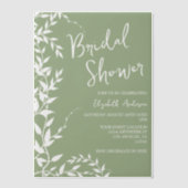 Sage Green Botanical Leaves Vrijgezellenfeest Vellum Uitnodigingen (Voorkant)