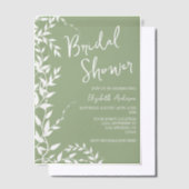 Sage Green Botanical Leaves Vrijgezellenfeest Vellum Uitnodigingen (Offset)